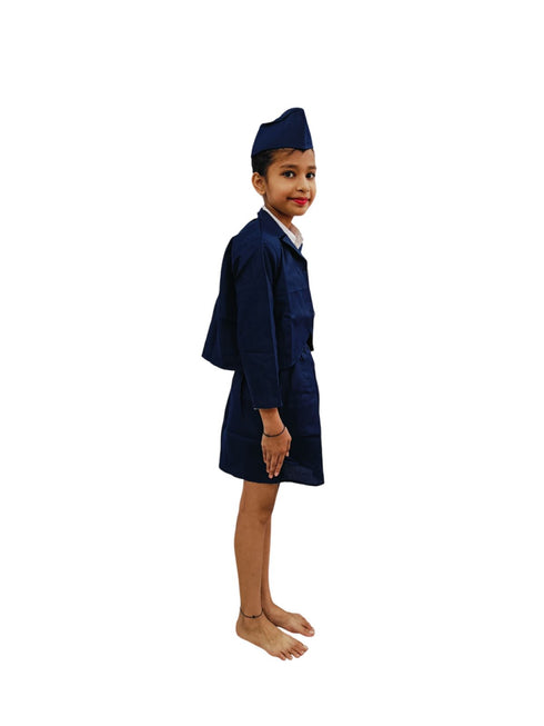 BookMyCostume Airline Air Hostess Kids Fancy Dress Costume for Girls - Blue